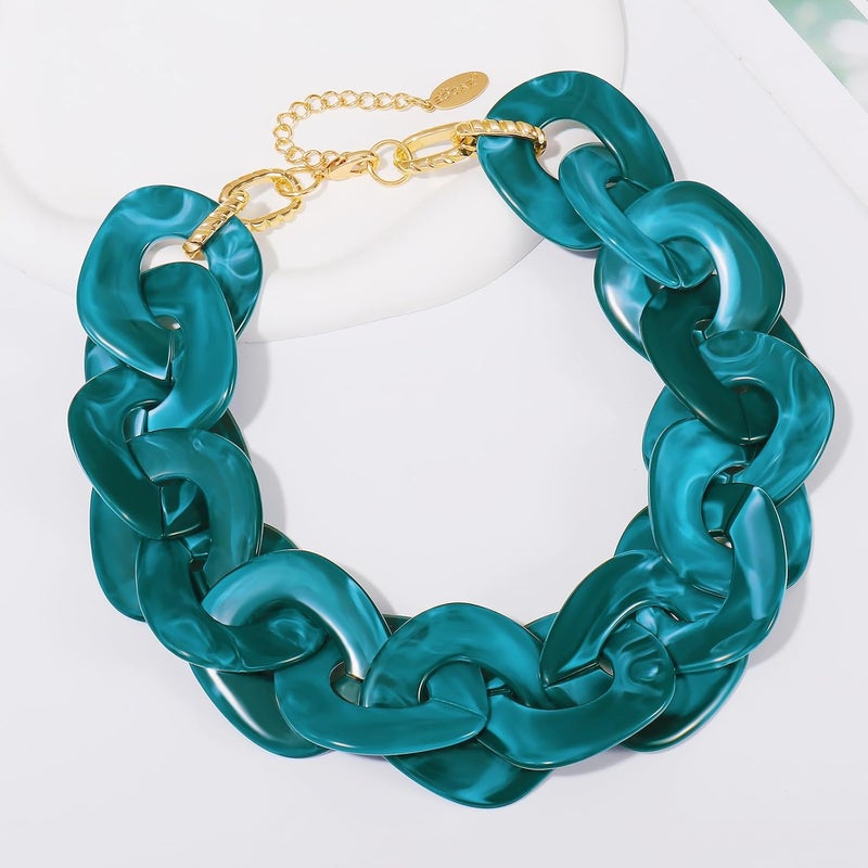 Bocar Statement Chunky Acrylic Cuban Choker Necklace Fashion Bib Collar Chain Necklace for Women(NK-10666) - Image 4